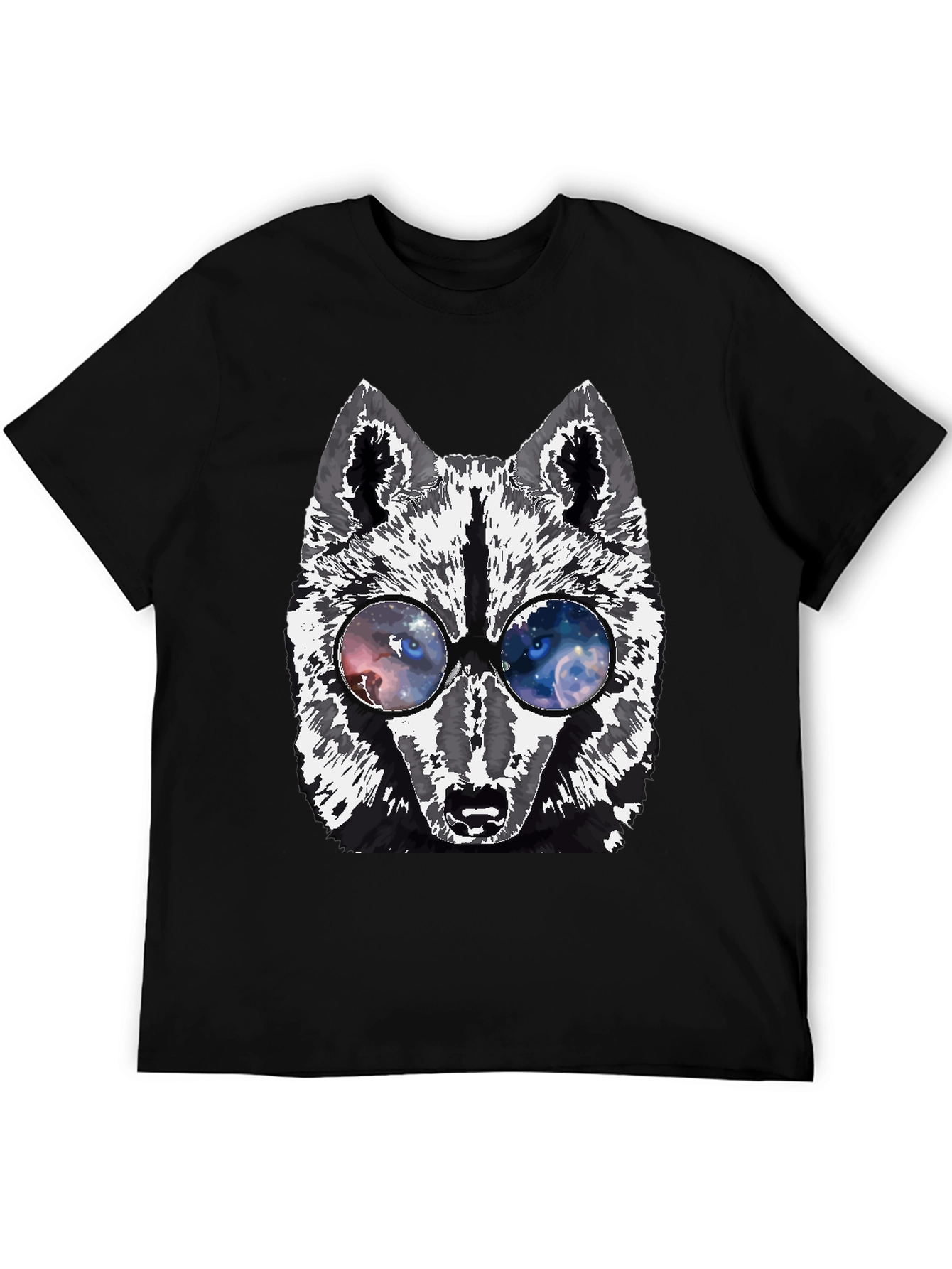 Wolf Galaxy Eyes Black T-Shirt