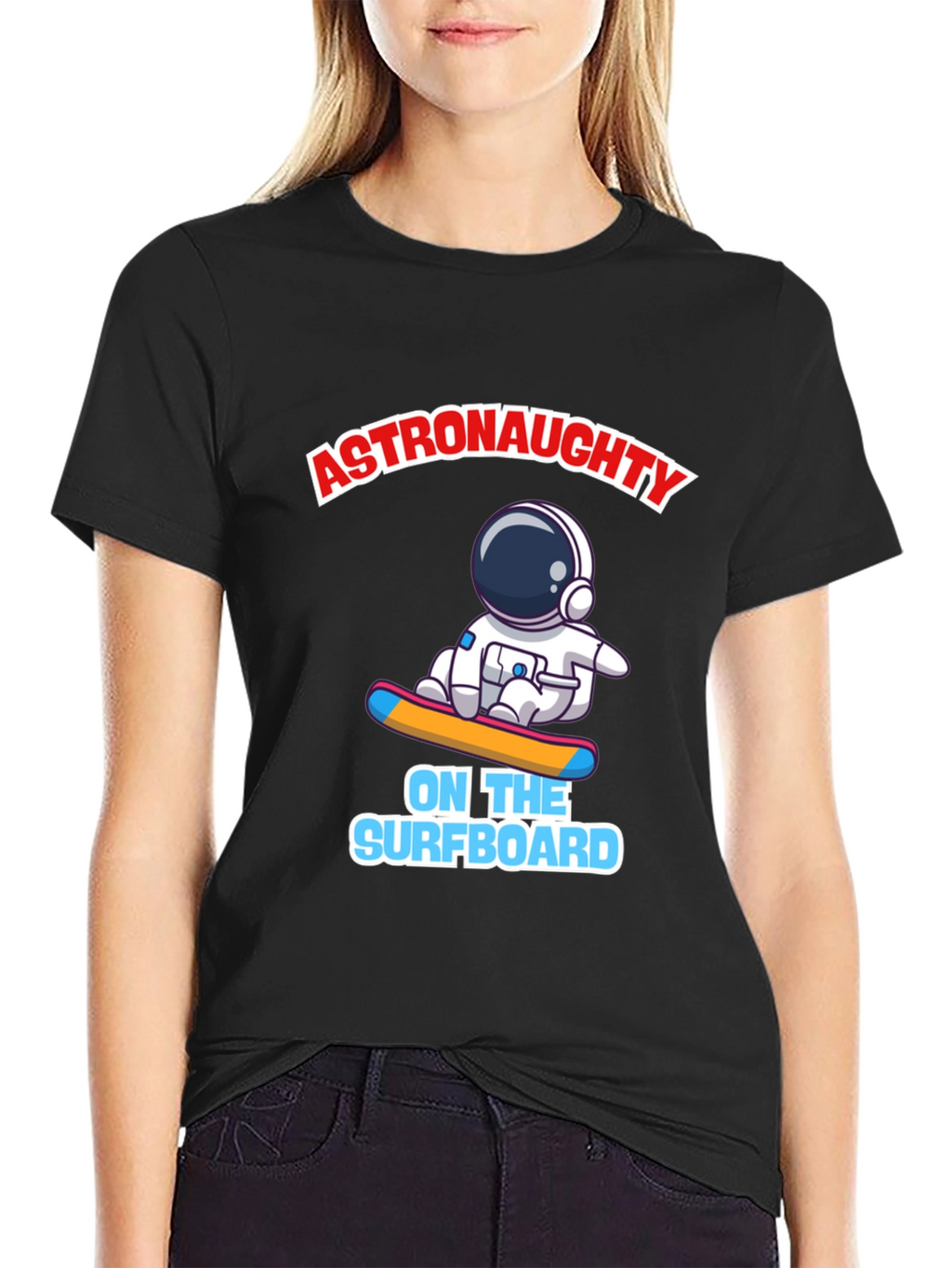 Astronaut Surfing T-Shirt - Black Graphic Tee