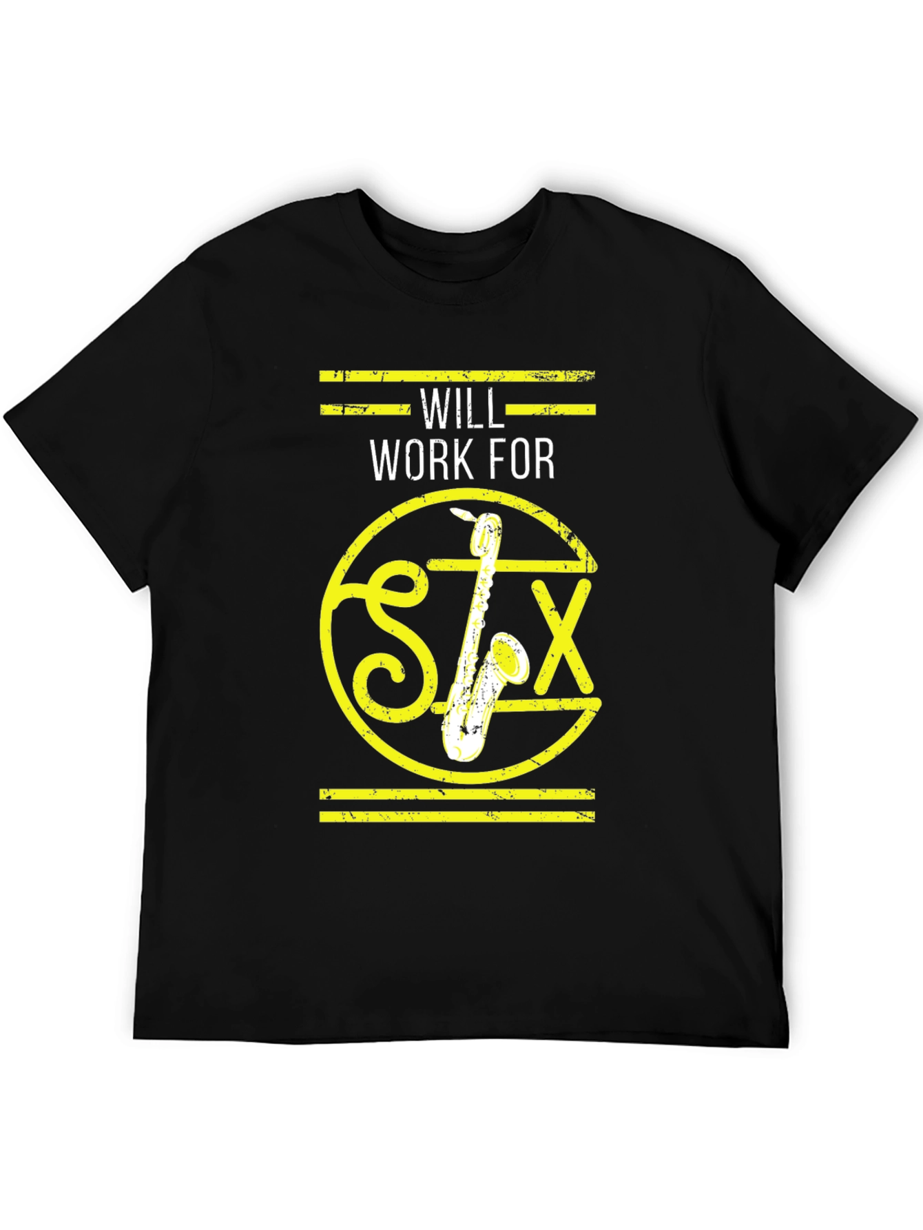 Will Work For Sax T-Shirt - Musician Apparel