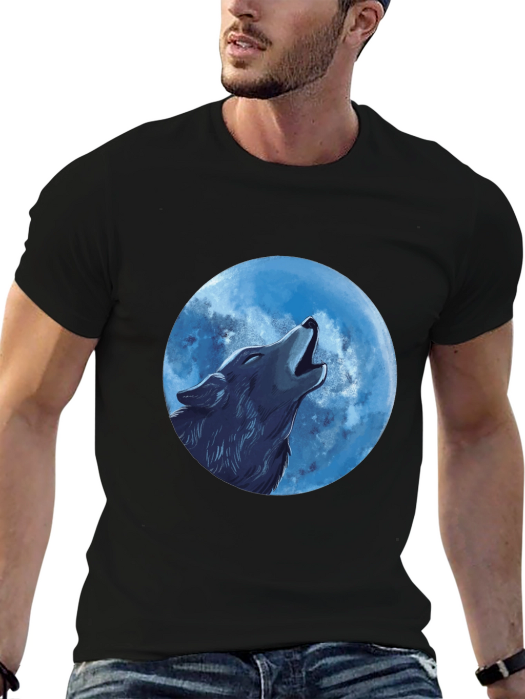 Wolf Moon Graphic T-Shirt - Black