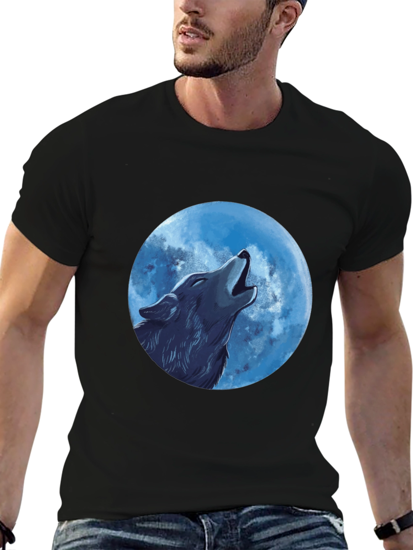 Wolf Moon Graphic T-Shirt - Black