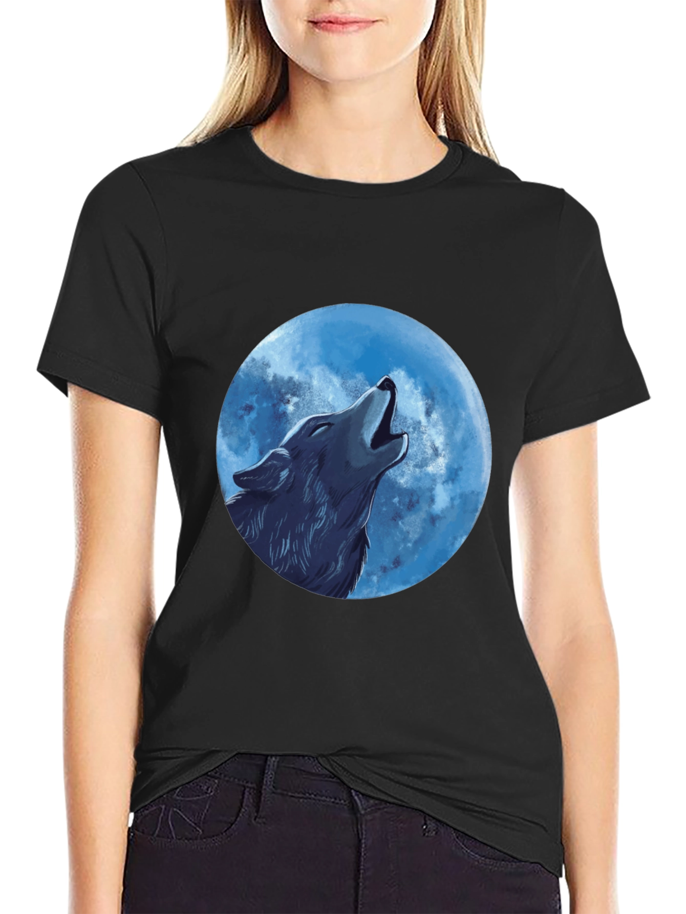 Wolf Moon Graphic T-Shirt - Black