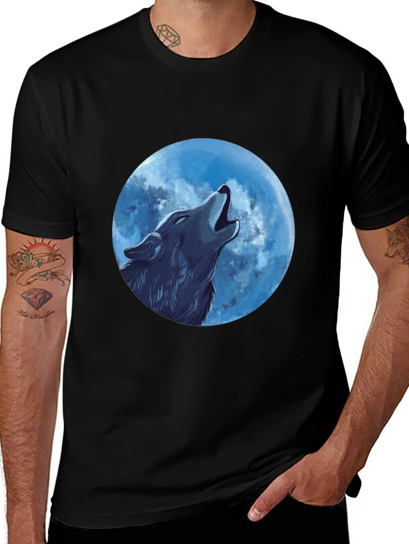 Wolf Moon Graphic T-Shirt - Black