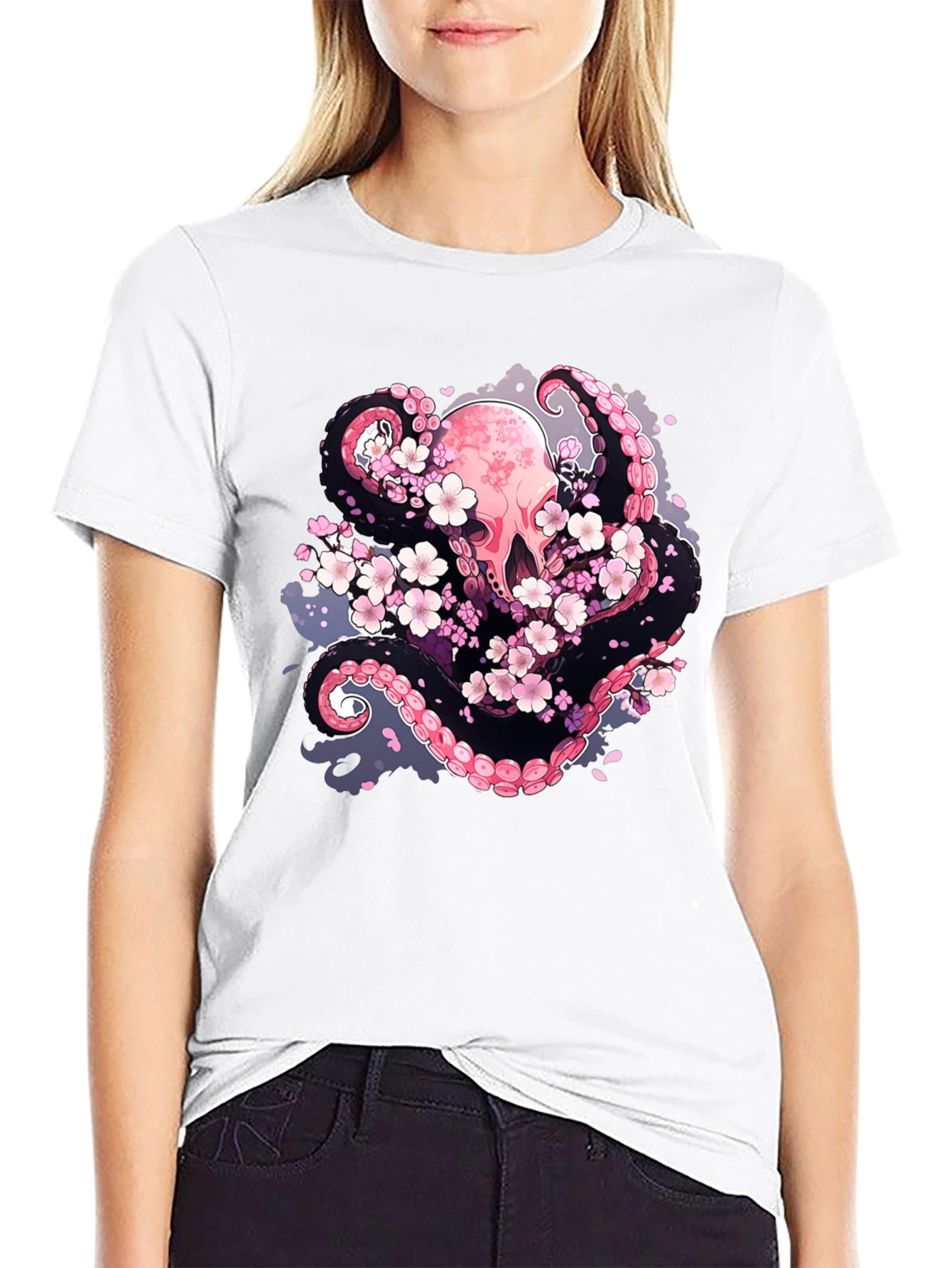 Octopus & Cherry Blossom Graphic Tee