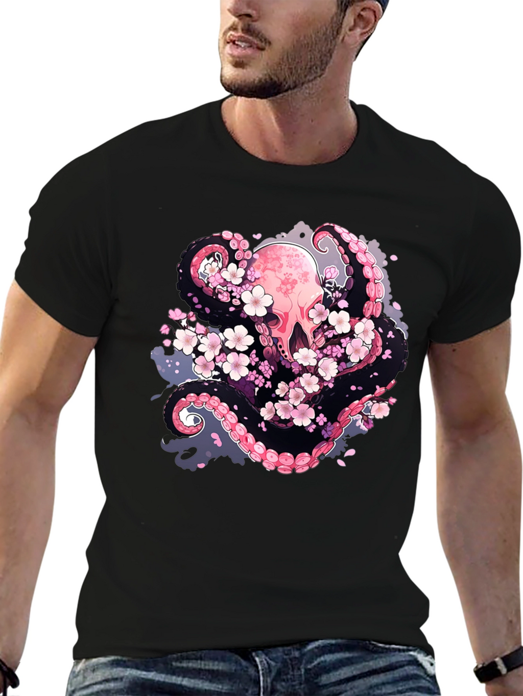 Octopus & Cherry Blossom Graphic Tee