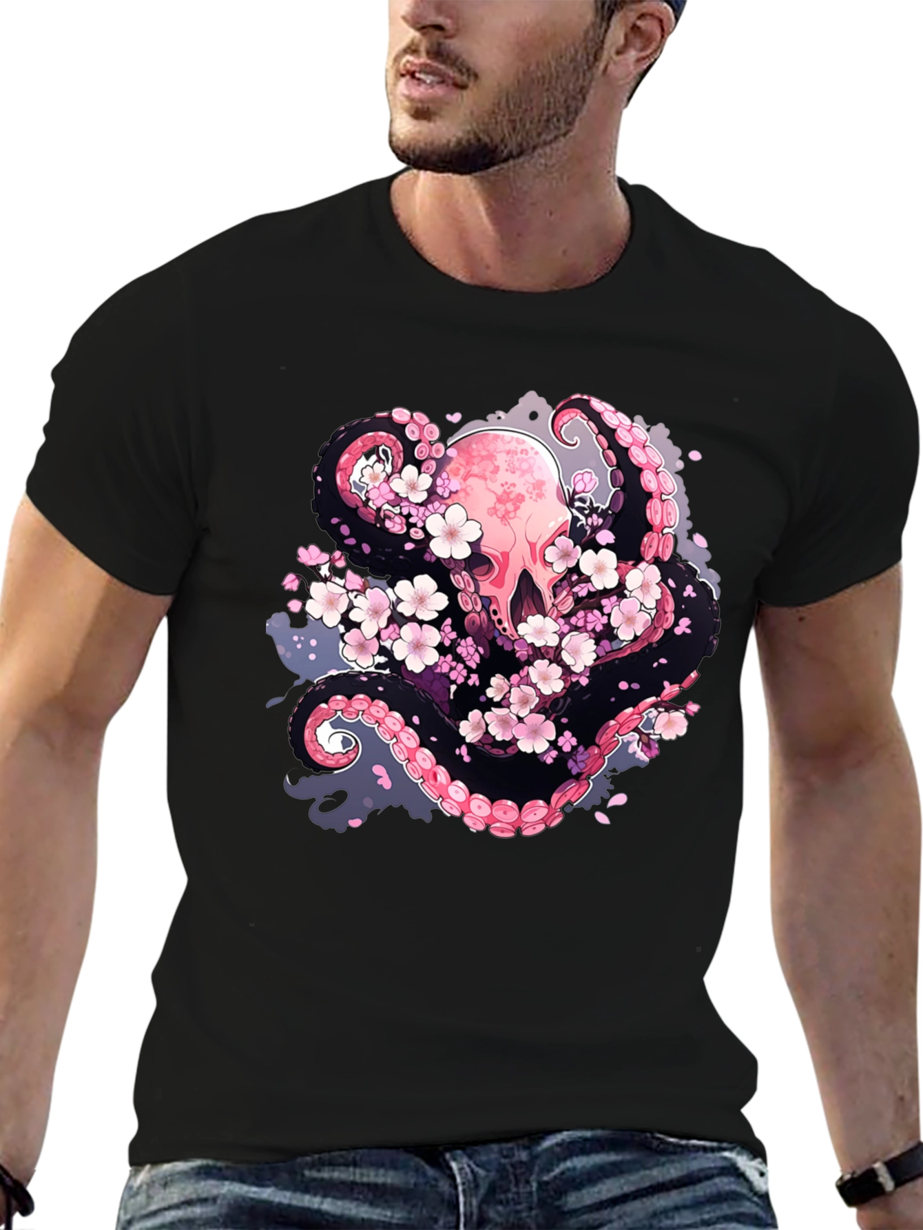 Octopus & Cherry Blossom Graphic Tee