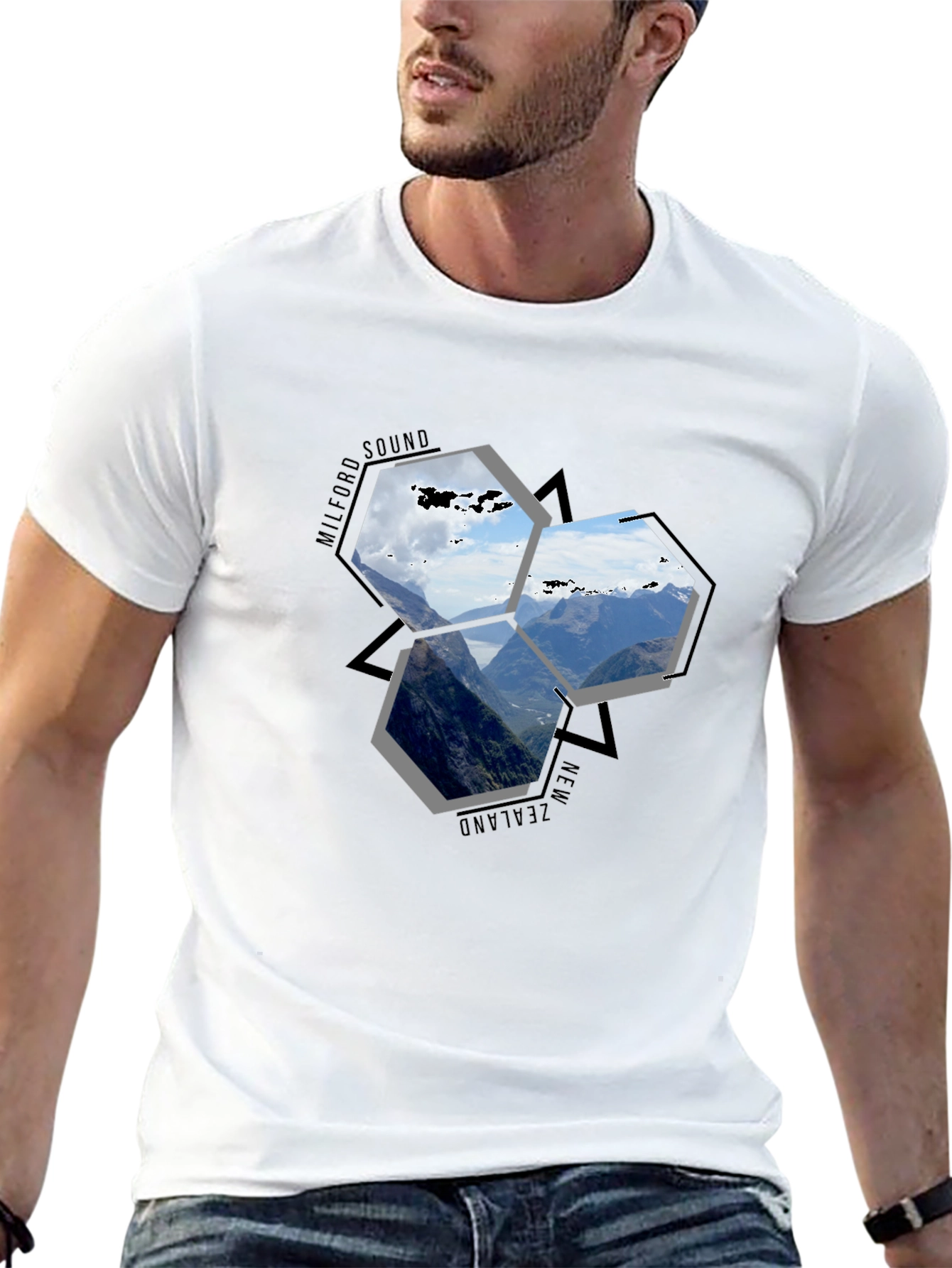 Milford Sound NZ Hexagon T-Shirt
