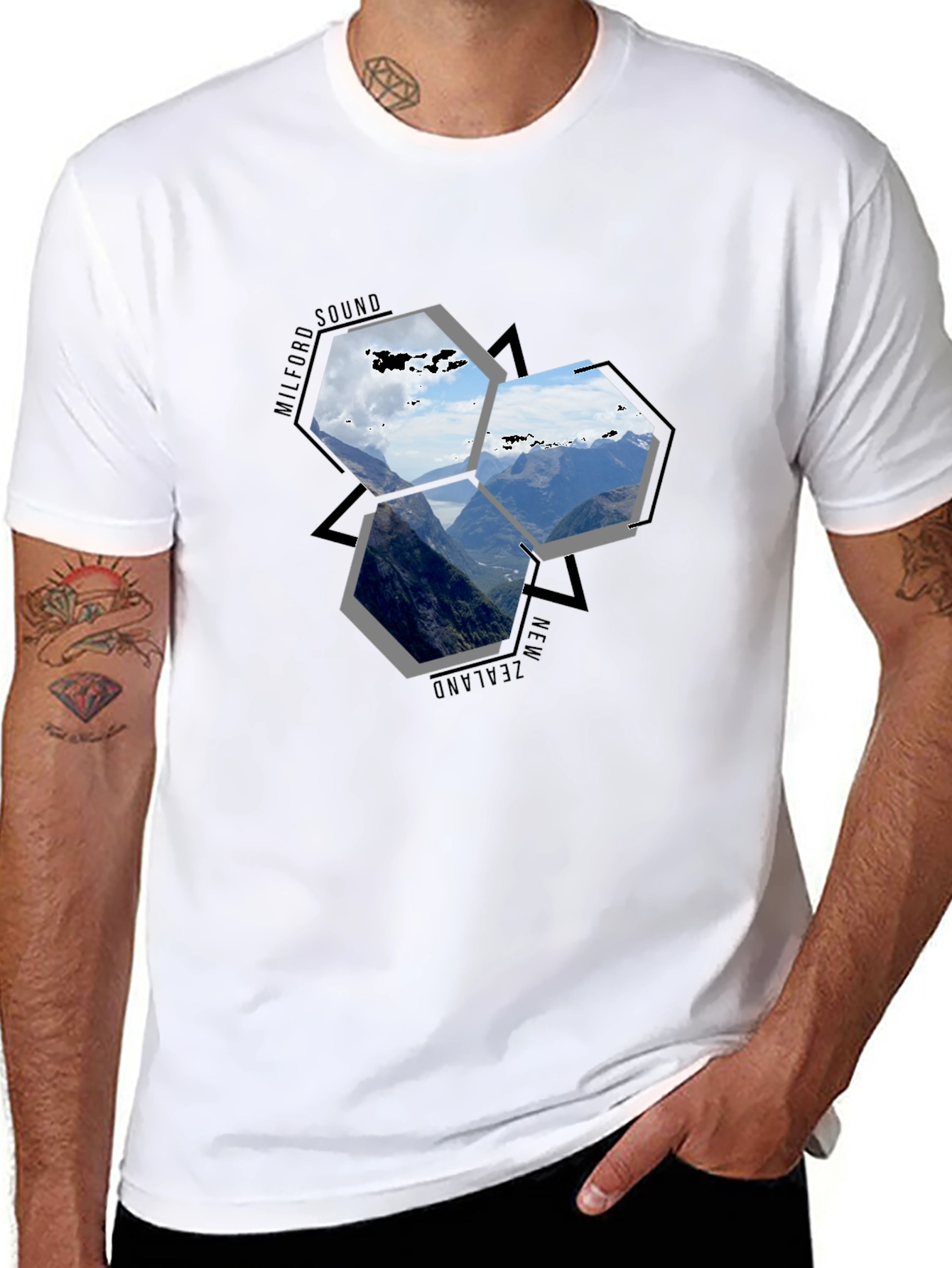 Milford Sound NZ Hexagon T-Shirt