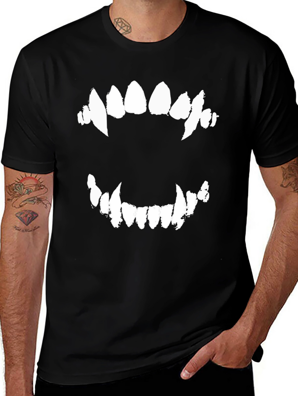 Mens Black Fang Graphic Tee