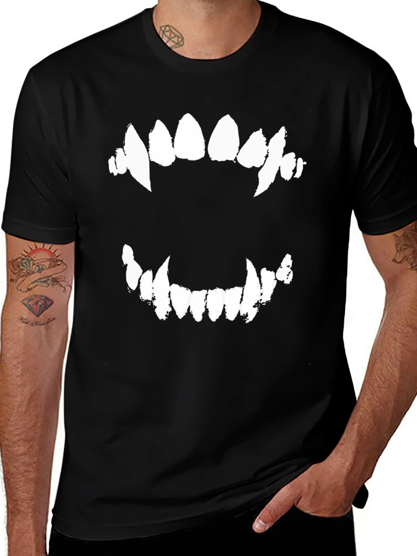 Mens Black Fang Graphic Tee