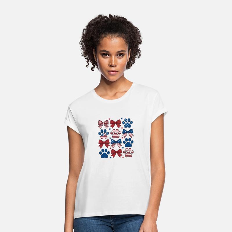 Patriotic Dog Paw Print and Bow 4th of july