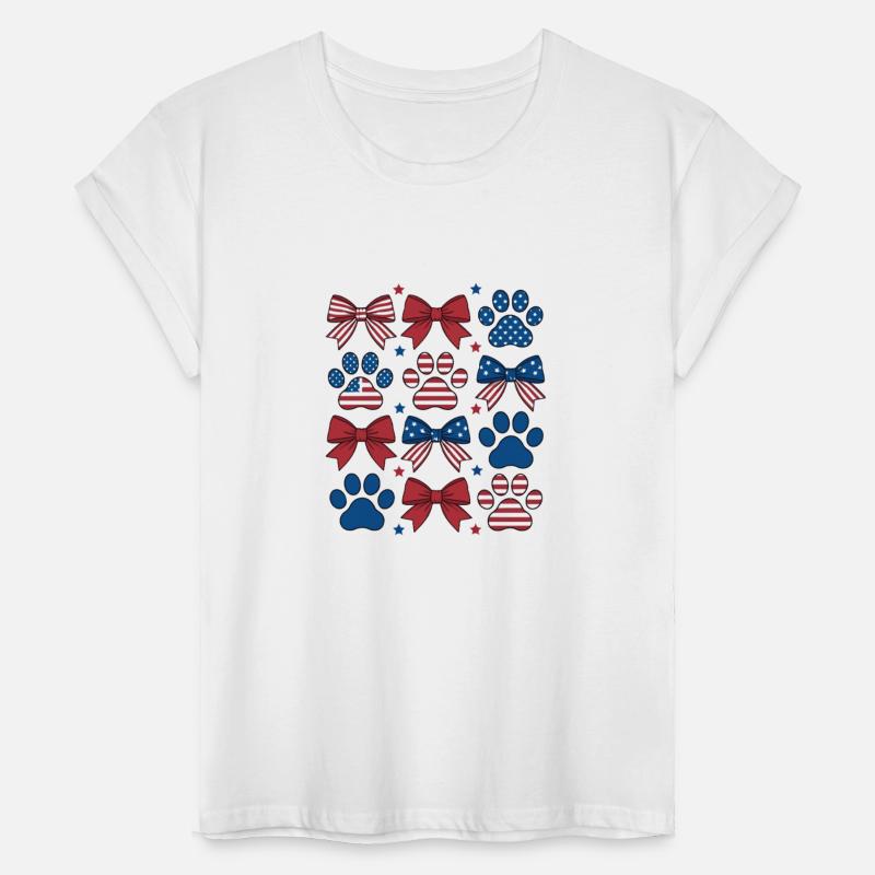 Patriotic Dog Paw Print and Bow 4th of july