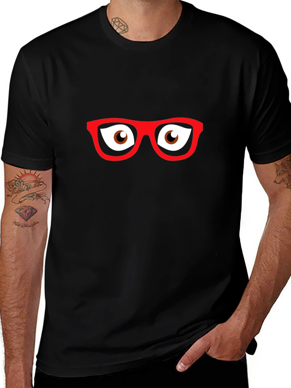 Funny Eyeglasses Graphic Black T-Shirt