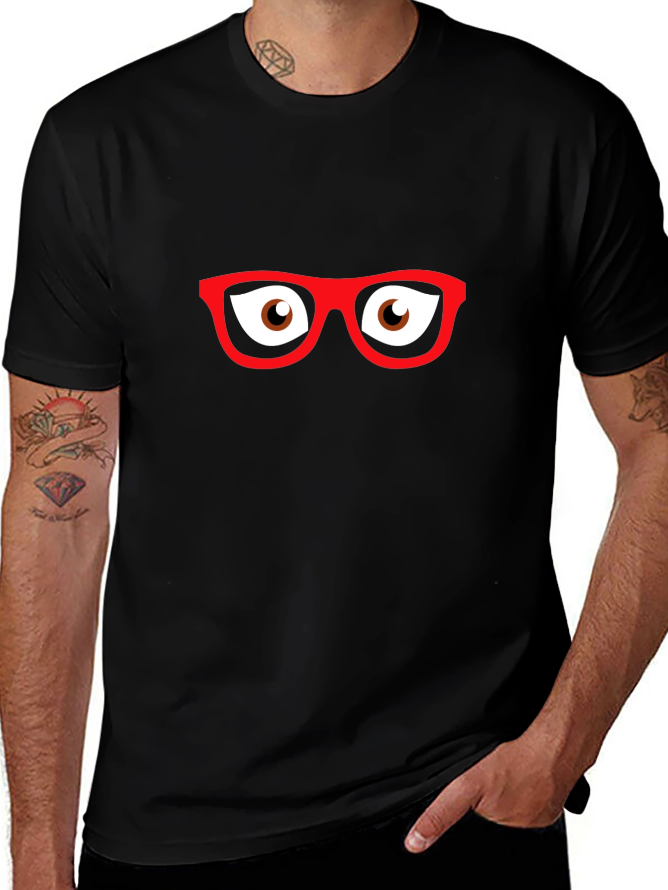 Funny Eyeglasses Graphic Black T-Shirt