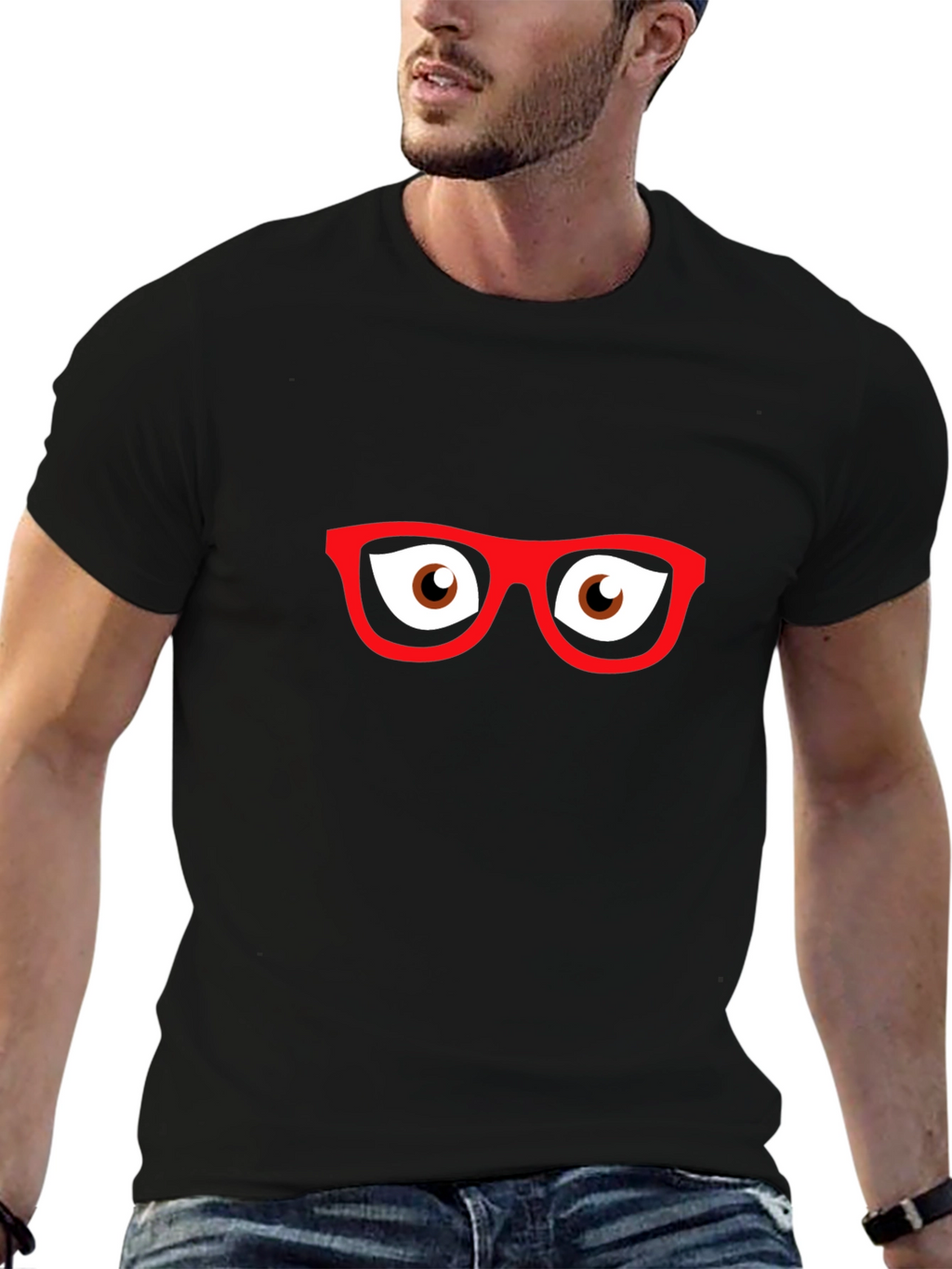 Funny Eyeglasses Graphic Black T-Shirt