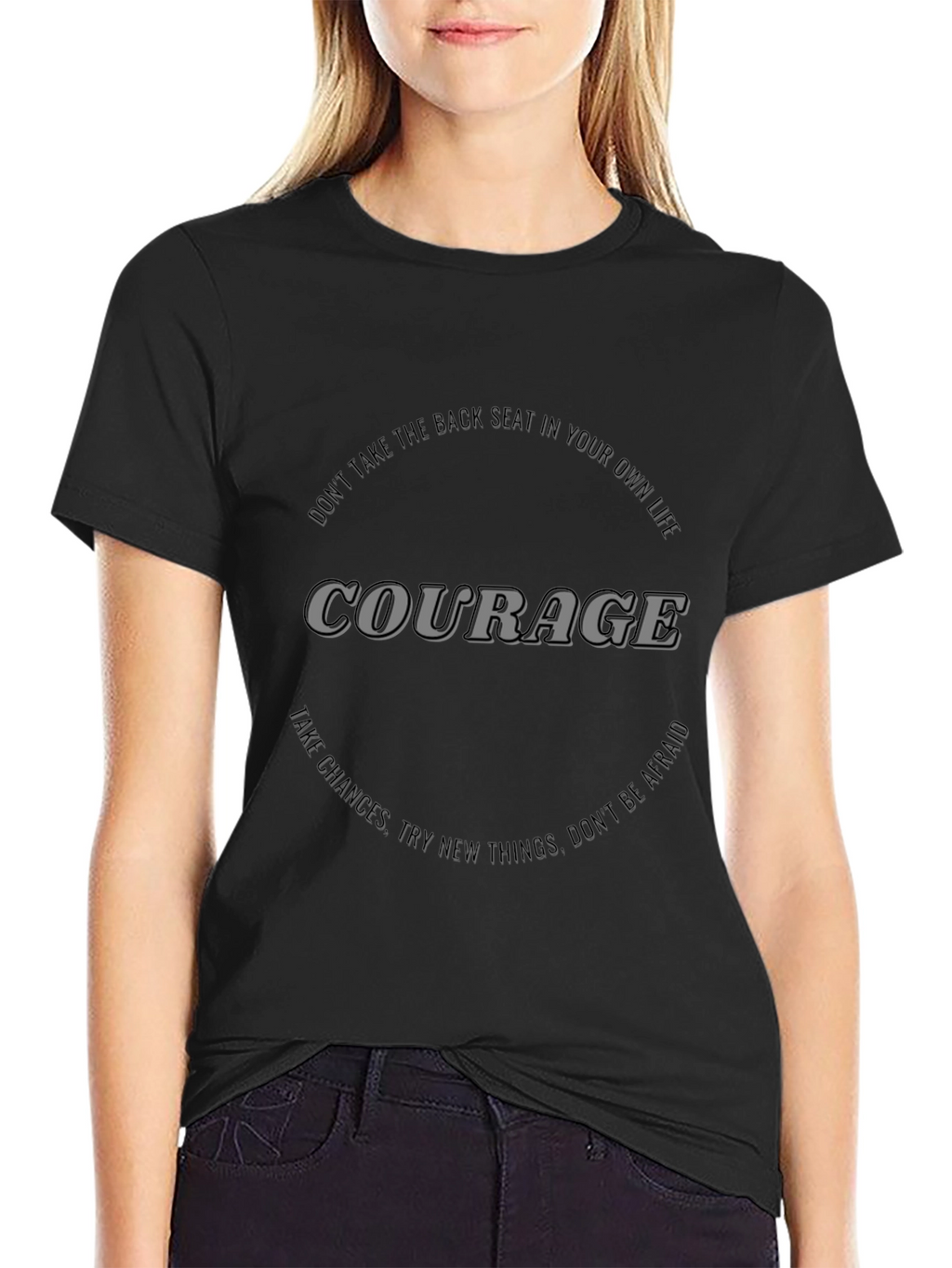 Courage Graphic T-Shirt - Motivational Black Tee