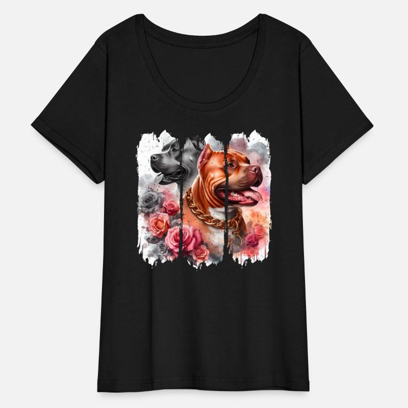 Pitbull Duo Rose Chain Art