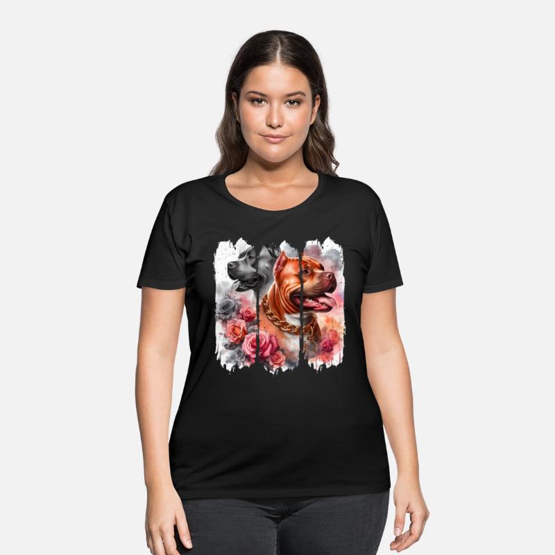 Pitbull Duo Rose Chain Art