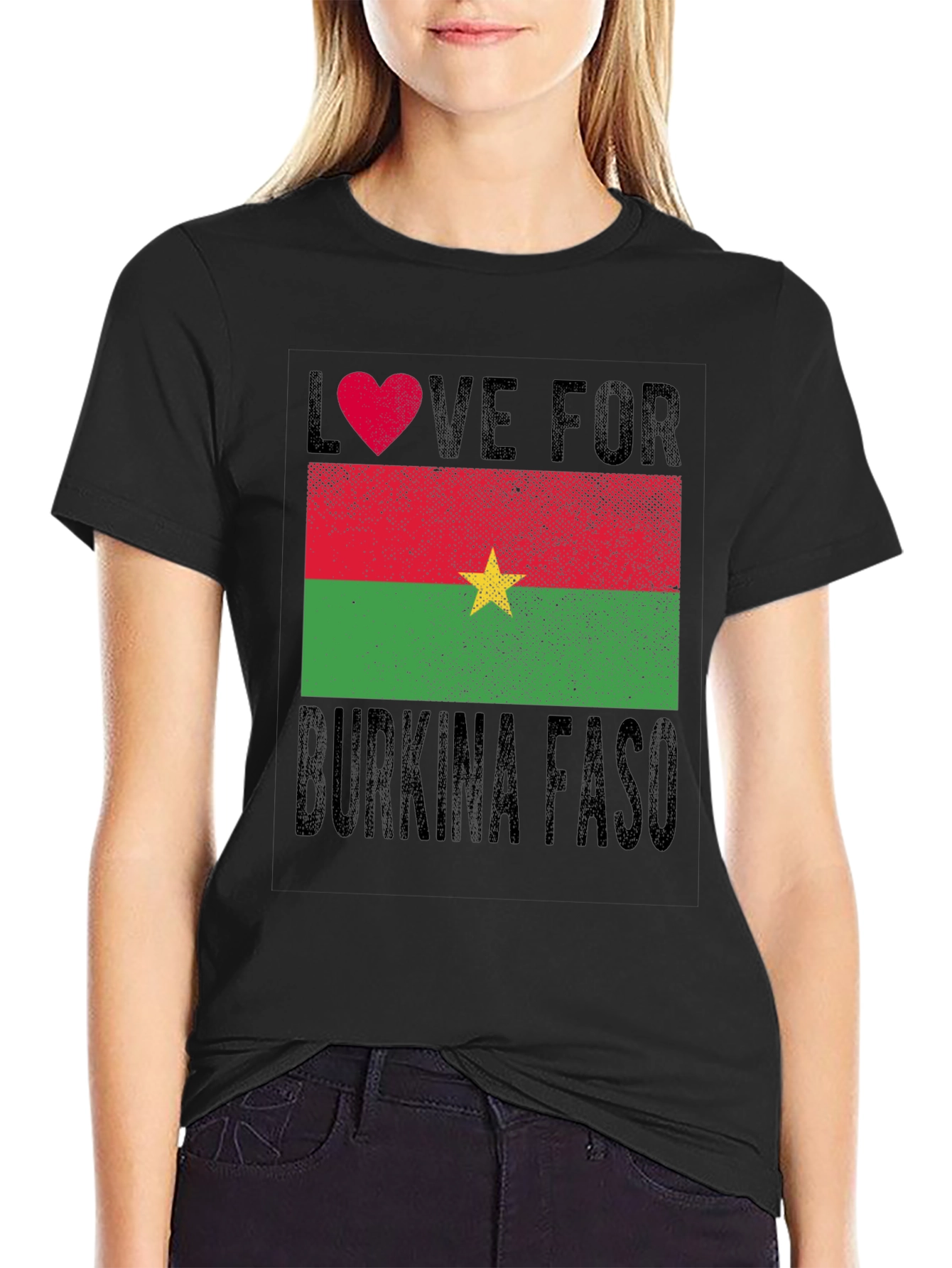 Burkina Faso Flag Heart T-Shirt - Love for Country Tee