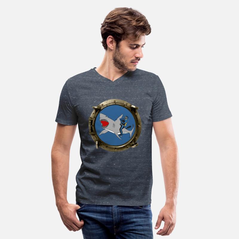 Porthole View of a SCUBA Diver Riding a Shark URM