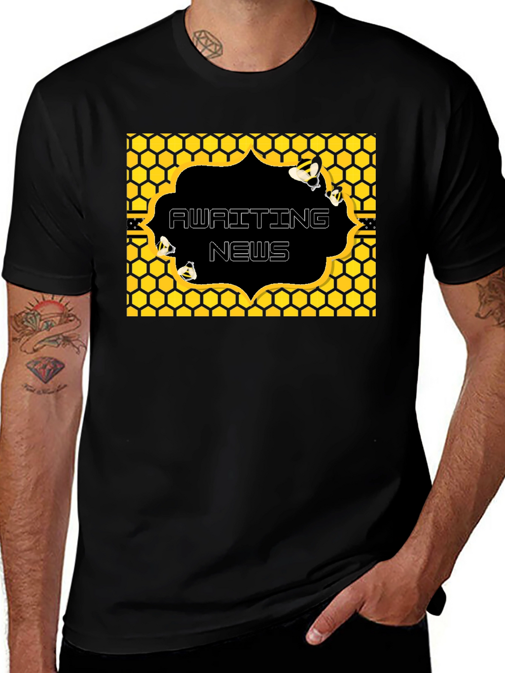 Awaiting News Bee Honeycomb T-Shirt