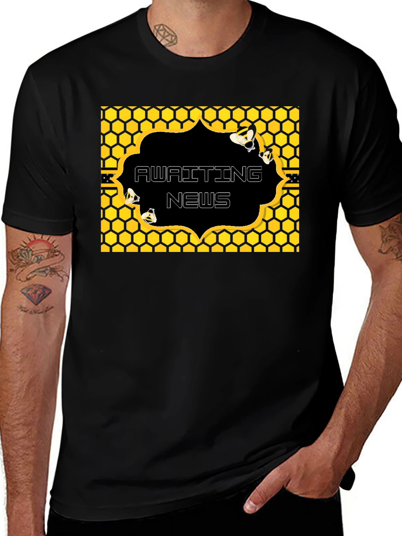 Awaiting News Bee Honeycomb T-Shirt