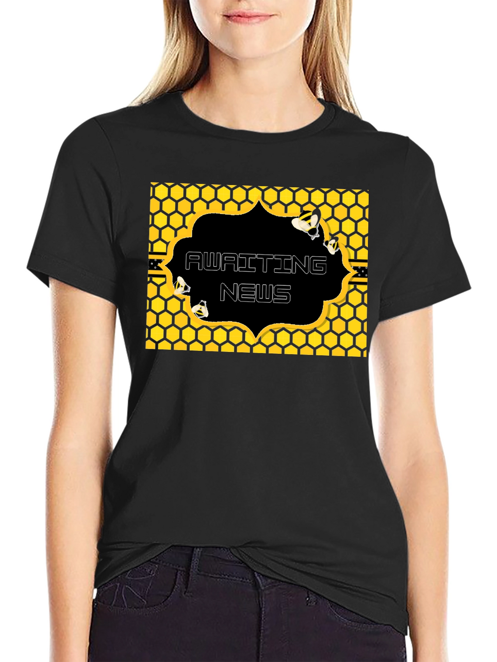 Awaiting News Bee Honeycomb T-Shirt