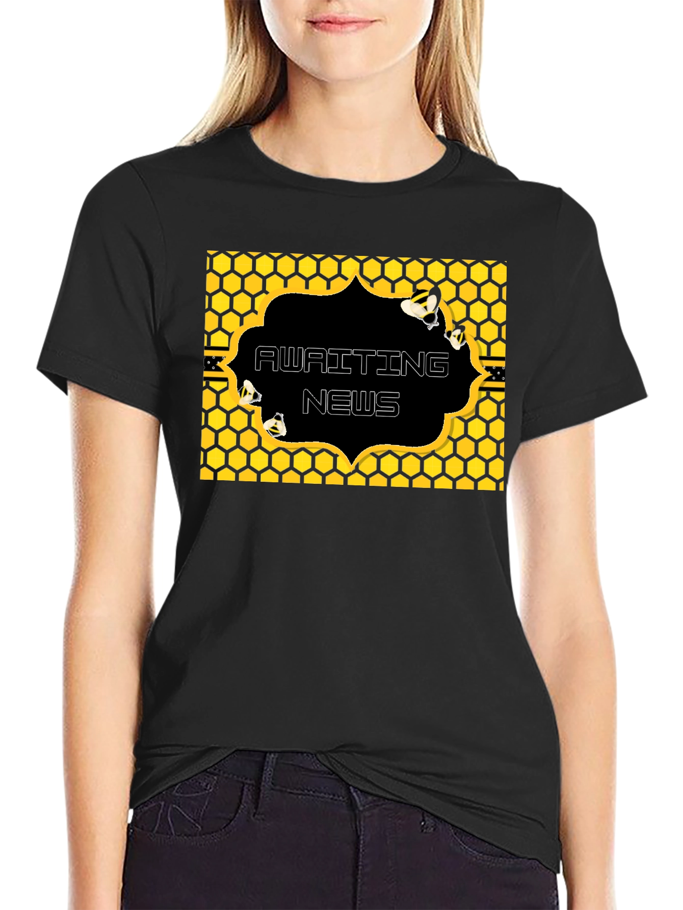 Awaiting News Bee Honeycomb T-Shirt