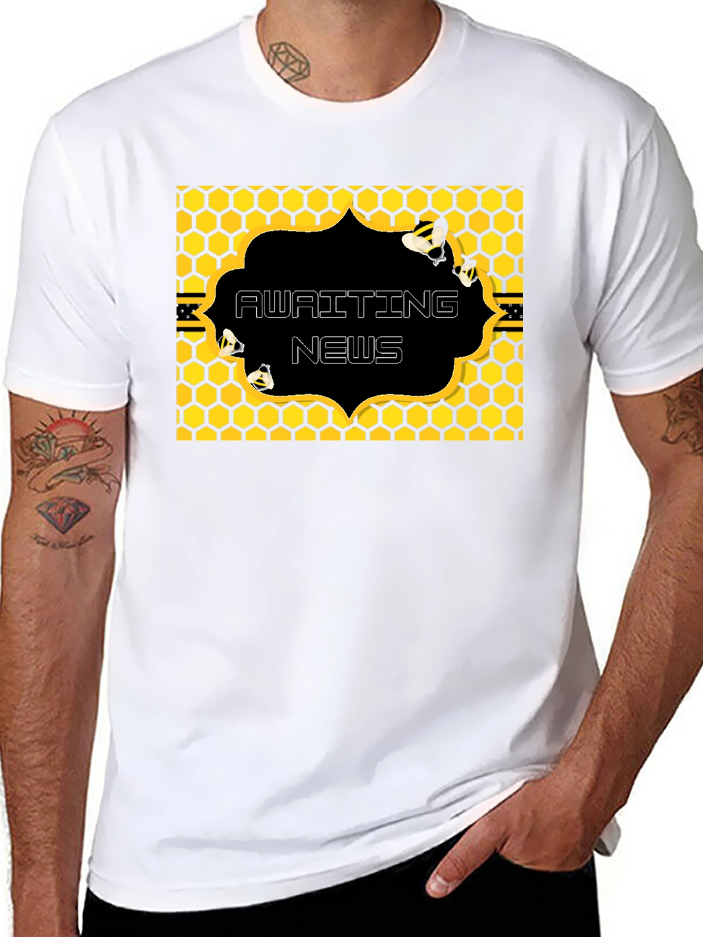 Awaiting News Bee Honeycomb T-Shirt