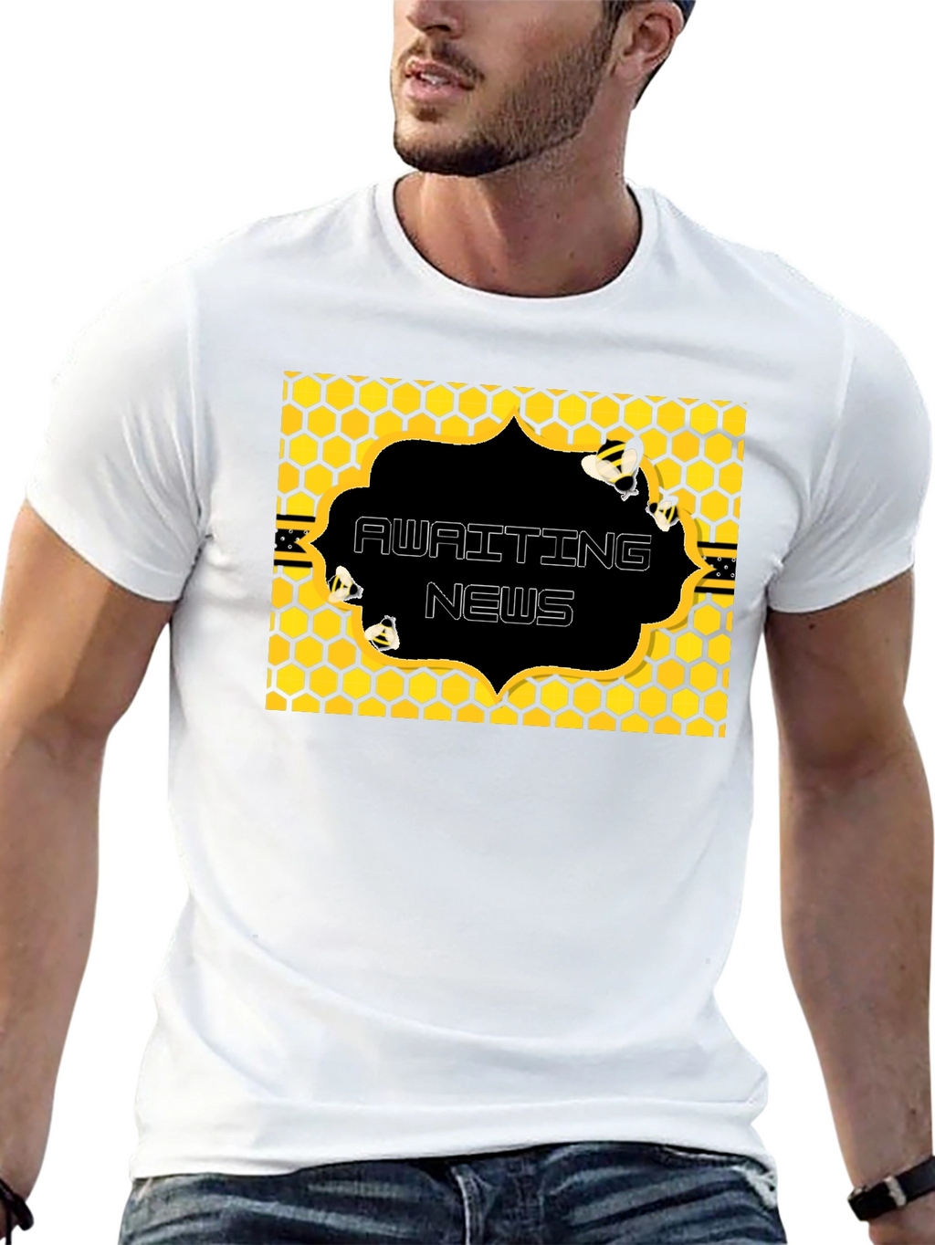 Awaiting News Bee Honeycomb T-Shirt