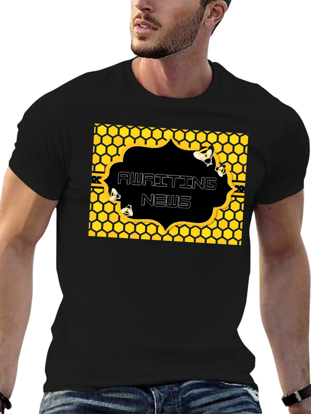 Awaiting News Bee Honeycomb T-Shirt