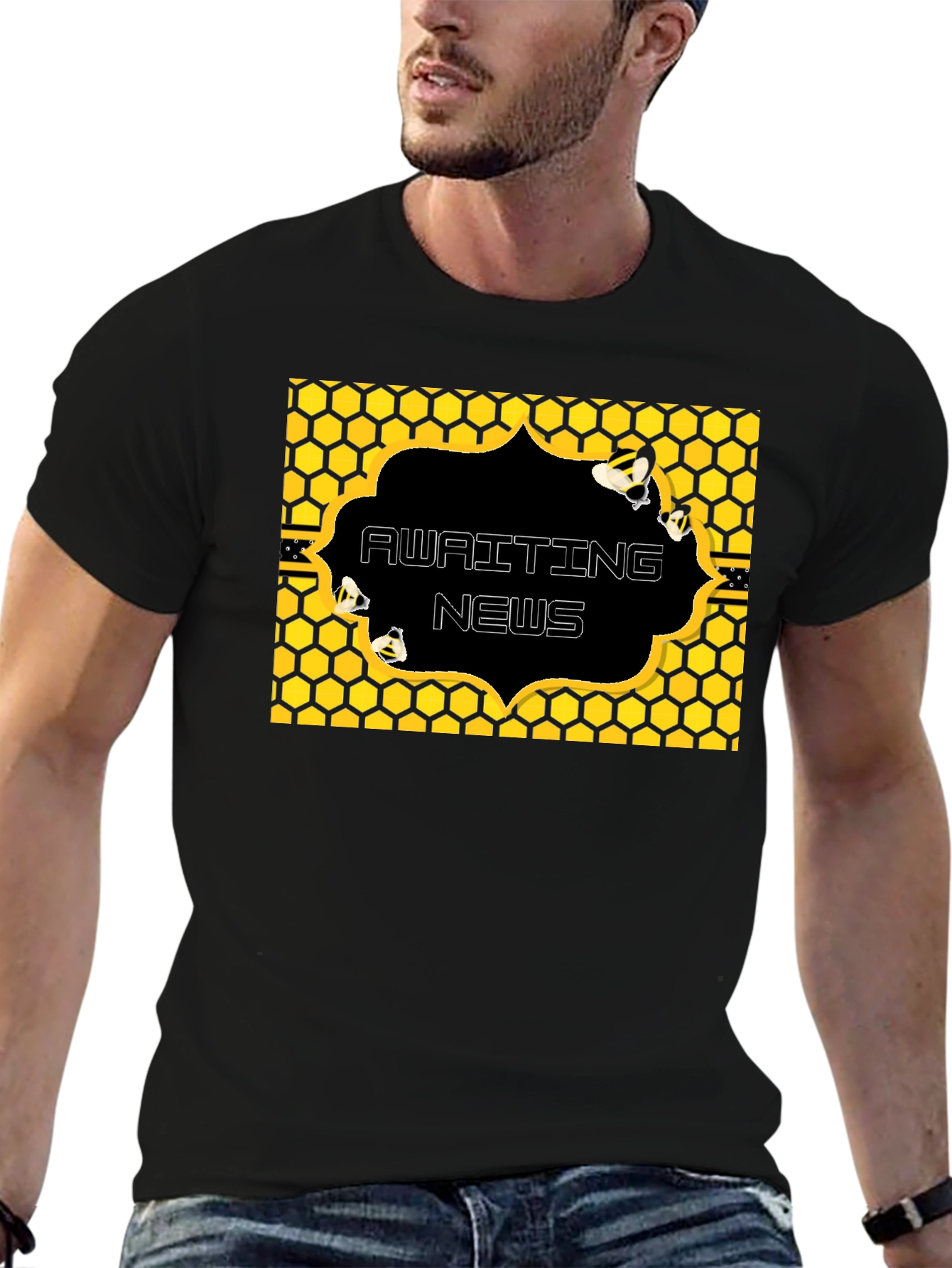 Awaiting News Bee Honeycomb T-Shirt