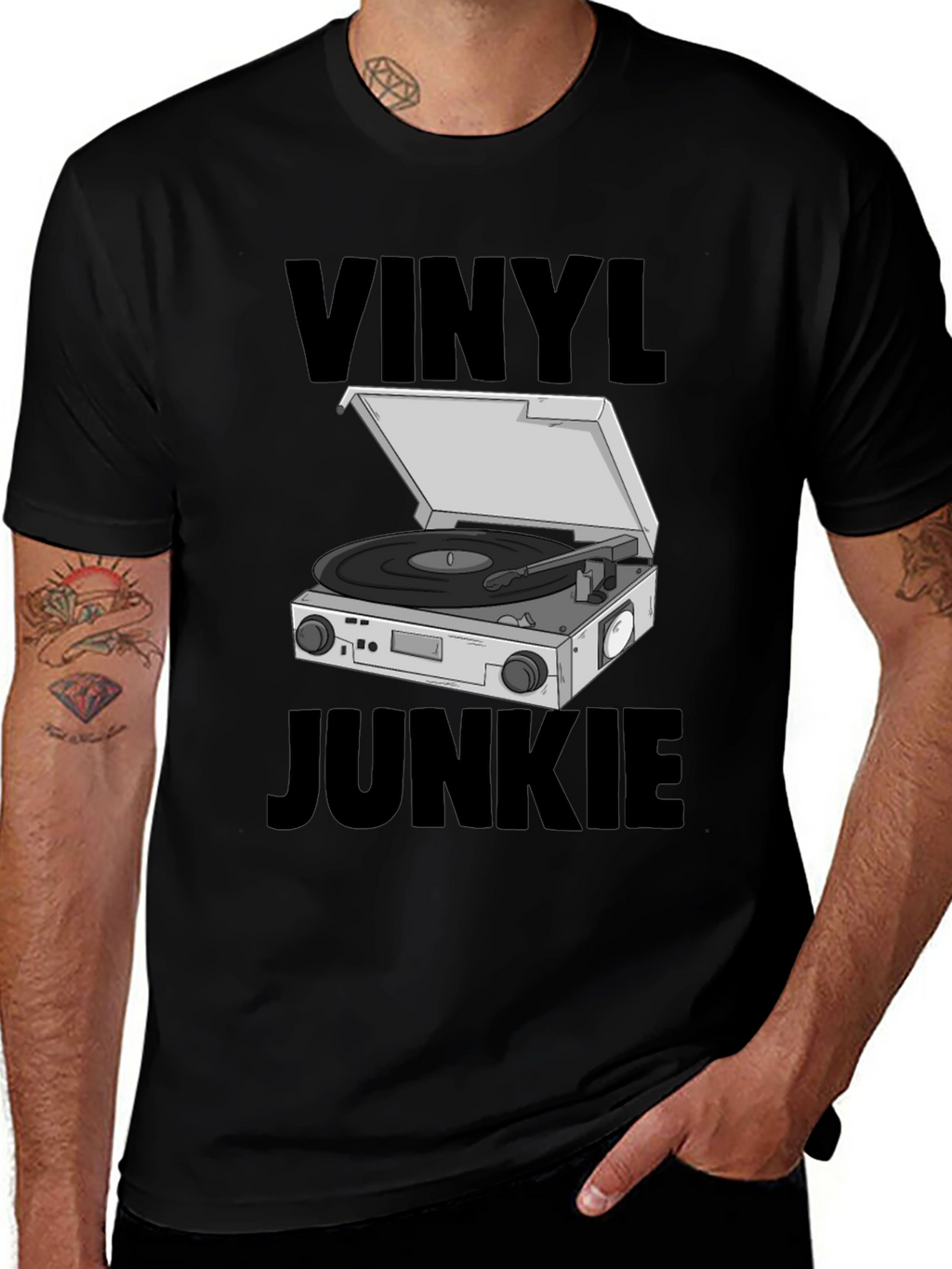 Vinyl Junkie Graphic Tee - Music Lover T-Shirt