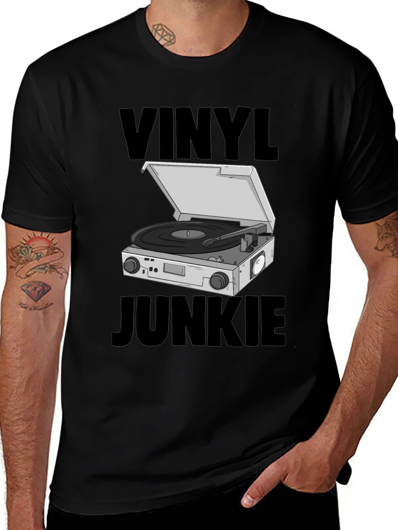 Vinyl Junkie Graphic Tee - Music Lover T-Shirt