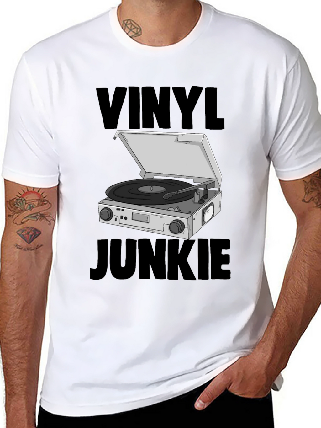 Vinyl Junkie Graphic Tee - Music Lover T-Shirt