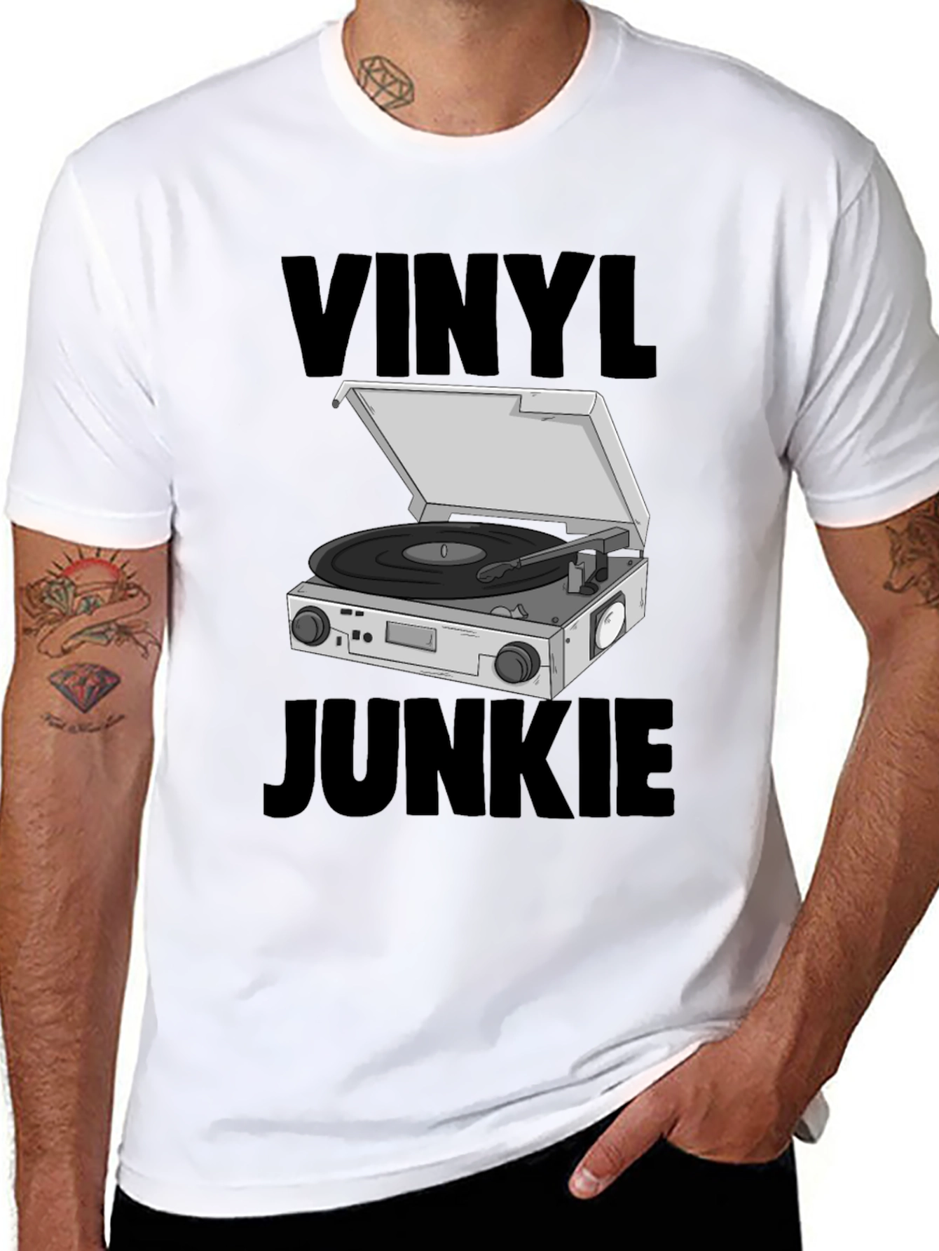 Vinyl Junkie Graphic Tee - Music Lover T-Shirt