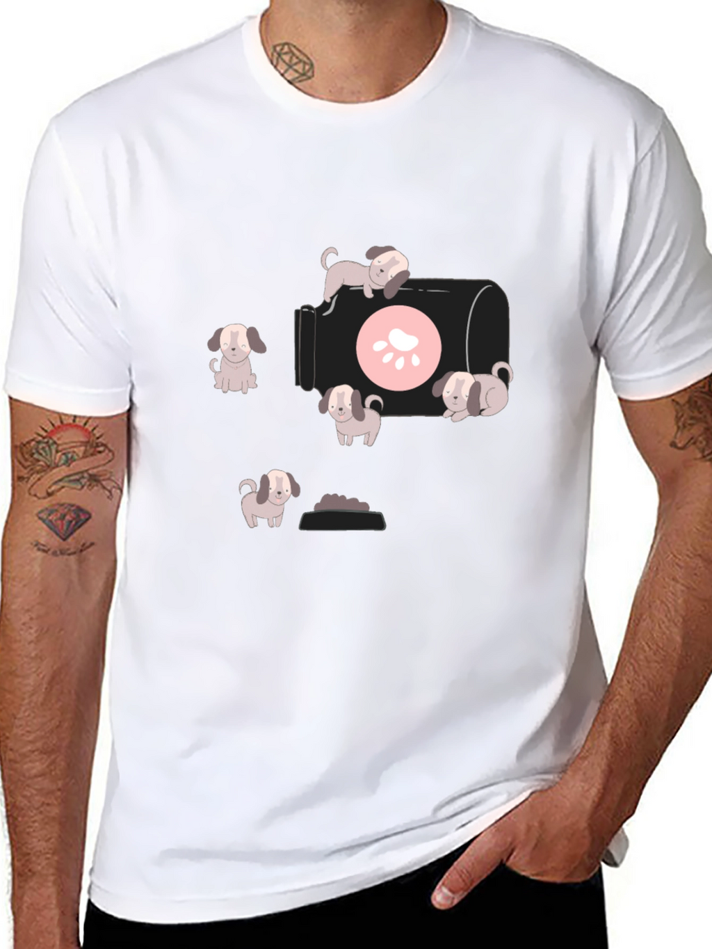 Cute Puppy Graphic T-Shirt - Black