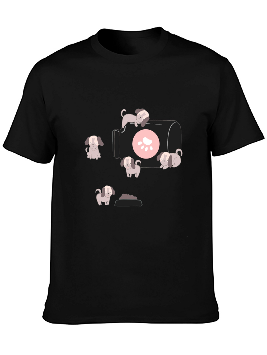 Cute Puppy Graphic T-Shirt - Black