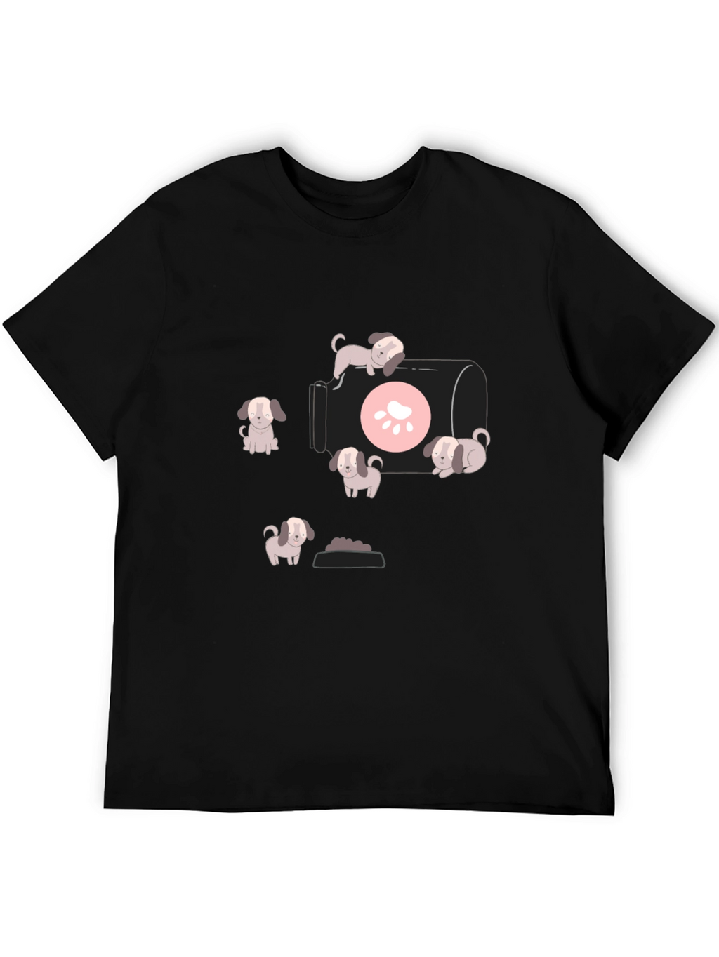 Cute Puppy Graphic T-Shirt - Black