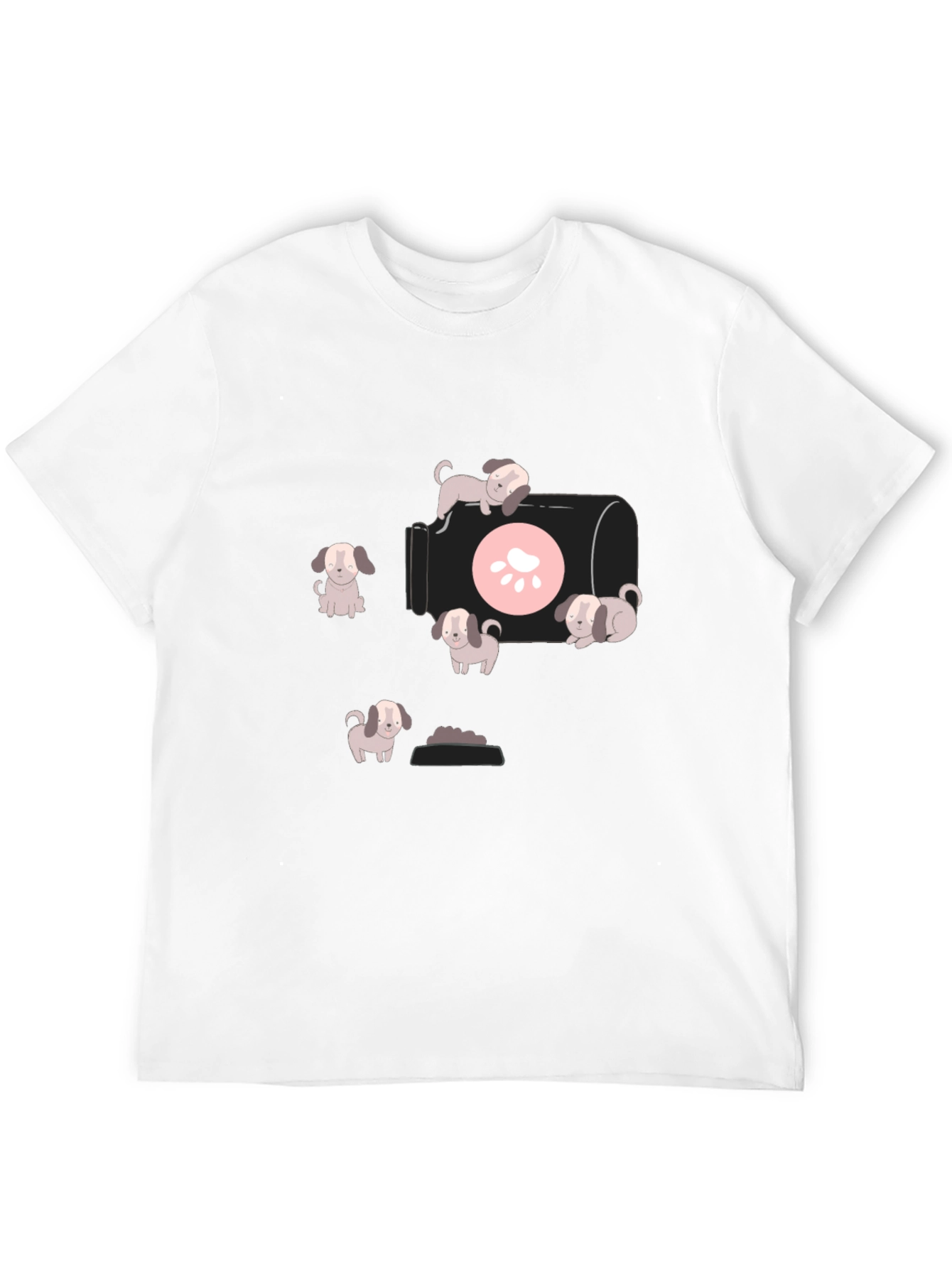 Cute Puppy Graphic T-Shirt - Black