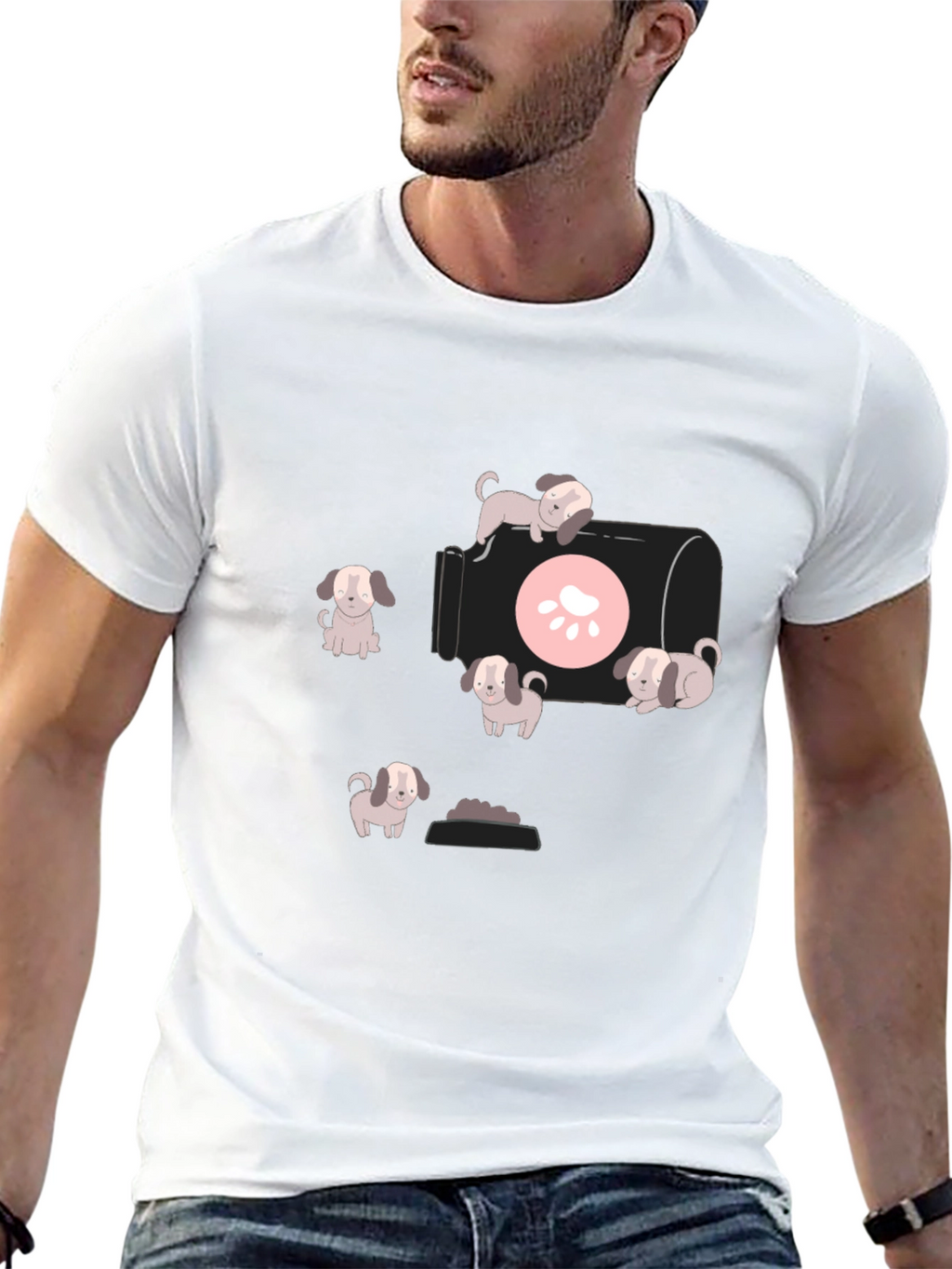 Cute Puppy Graphic T-Shirt - Black