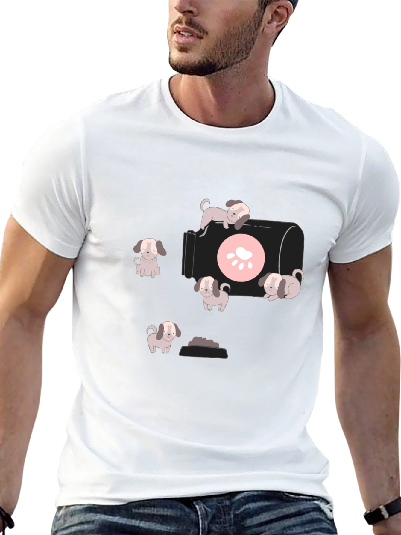 Cute Puppy Graphic T-Shirt - Black