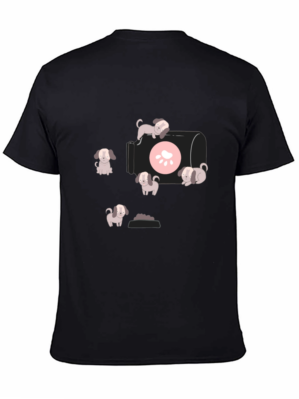 Cute Puppy Graphic T-Shirt - Black