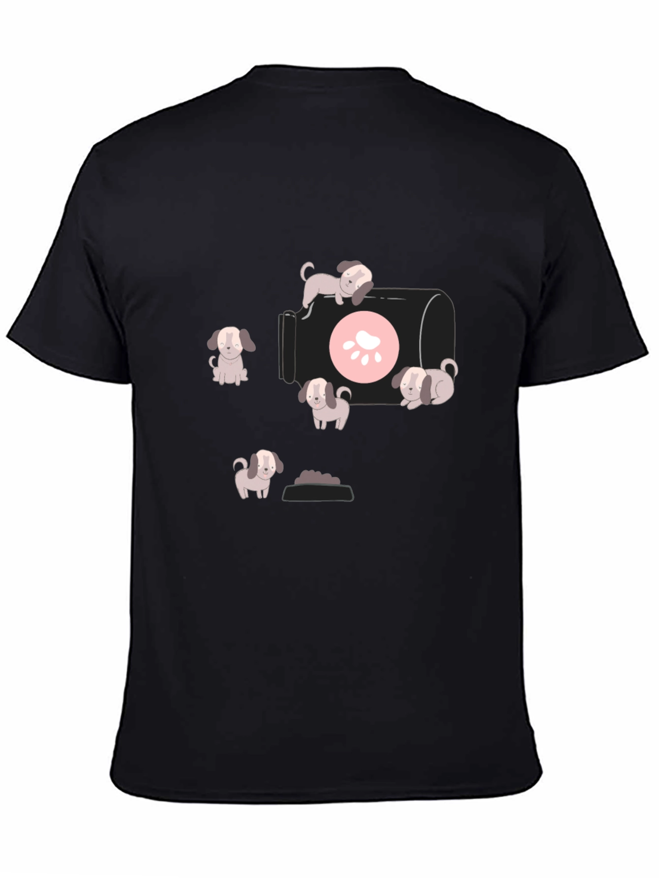 Cute Puppy Graphic T-Shirt - Black