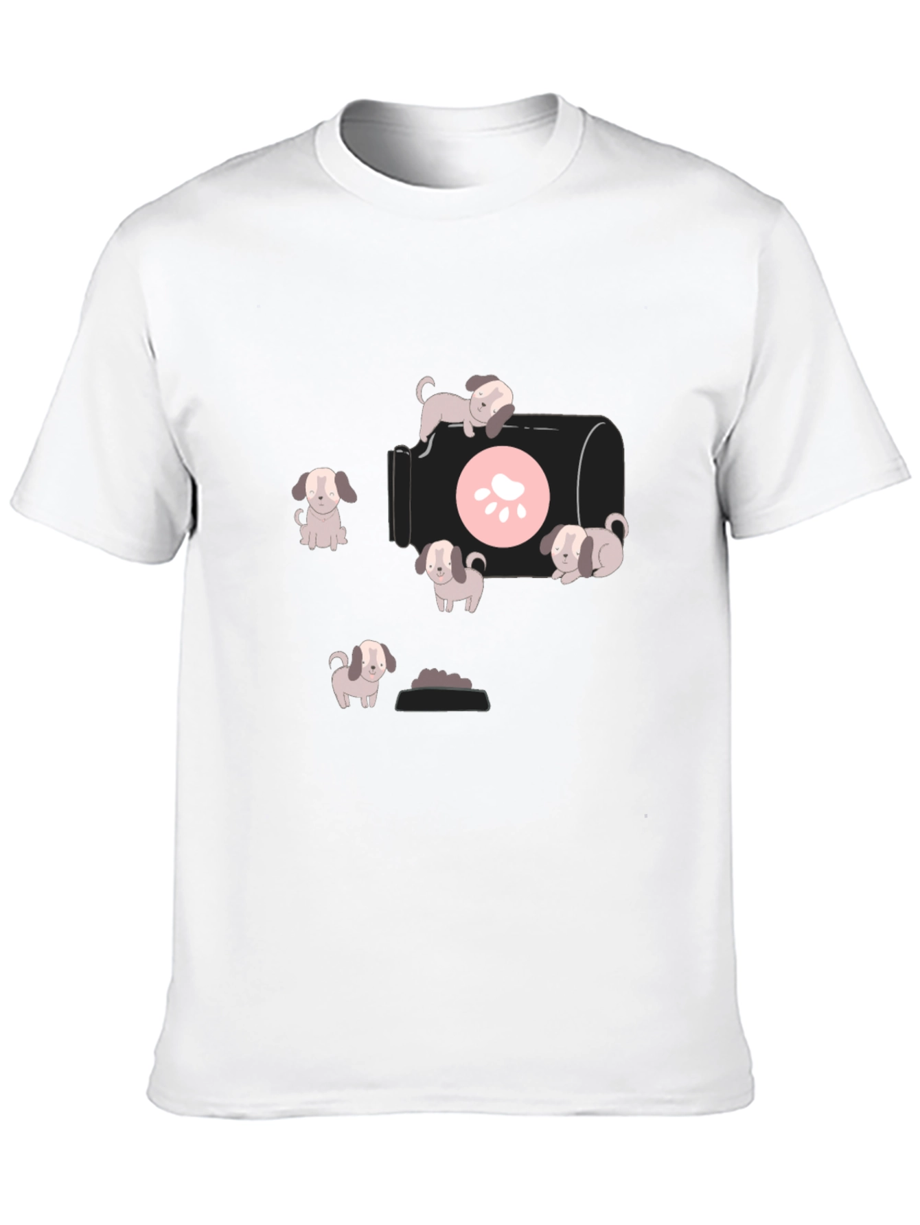 Cute Puppy Graphic T-Shirt - Black
