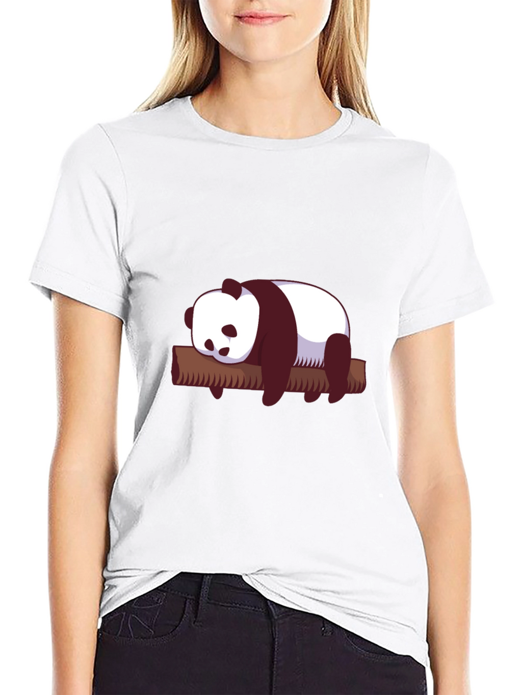 Cute Panda on Branch Graphic T-Shirt