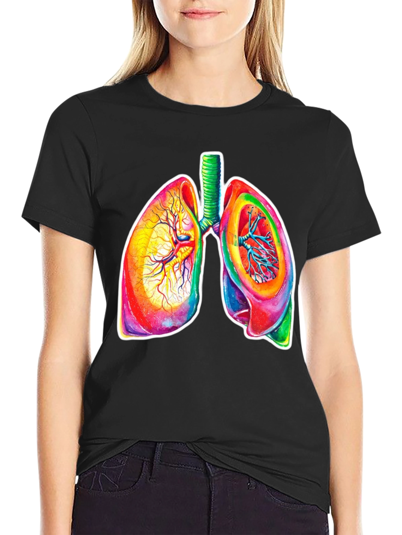 Colorful Lungs Graphic Tee - Anatomical Art