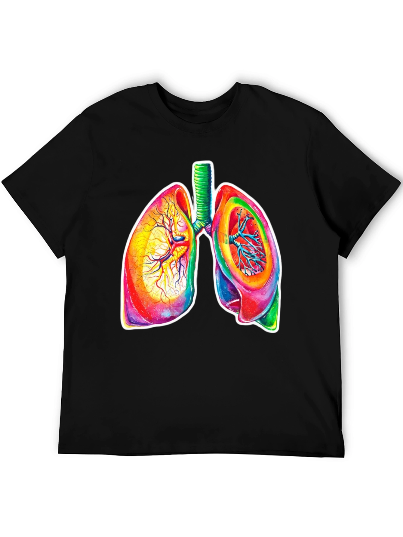 Colorful Lungs Graphic Tee - Anatomical Art