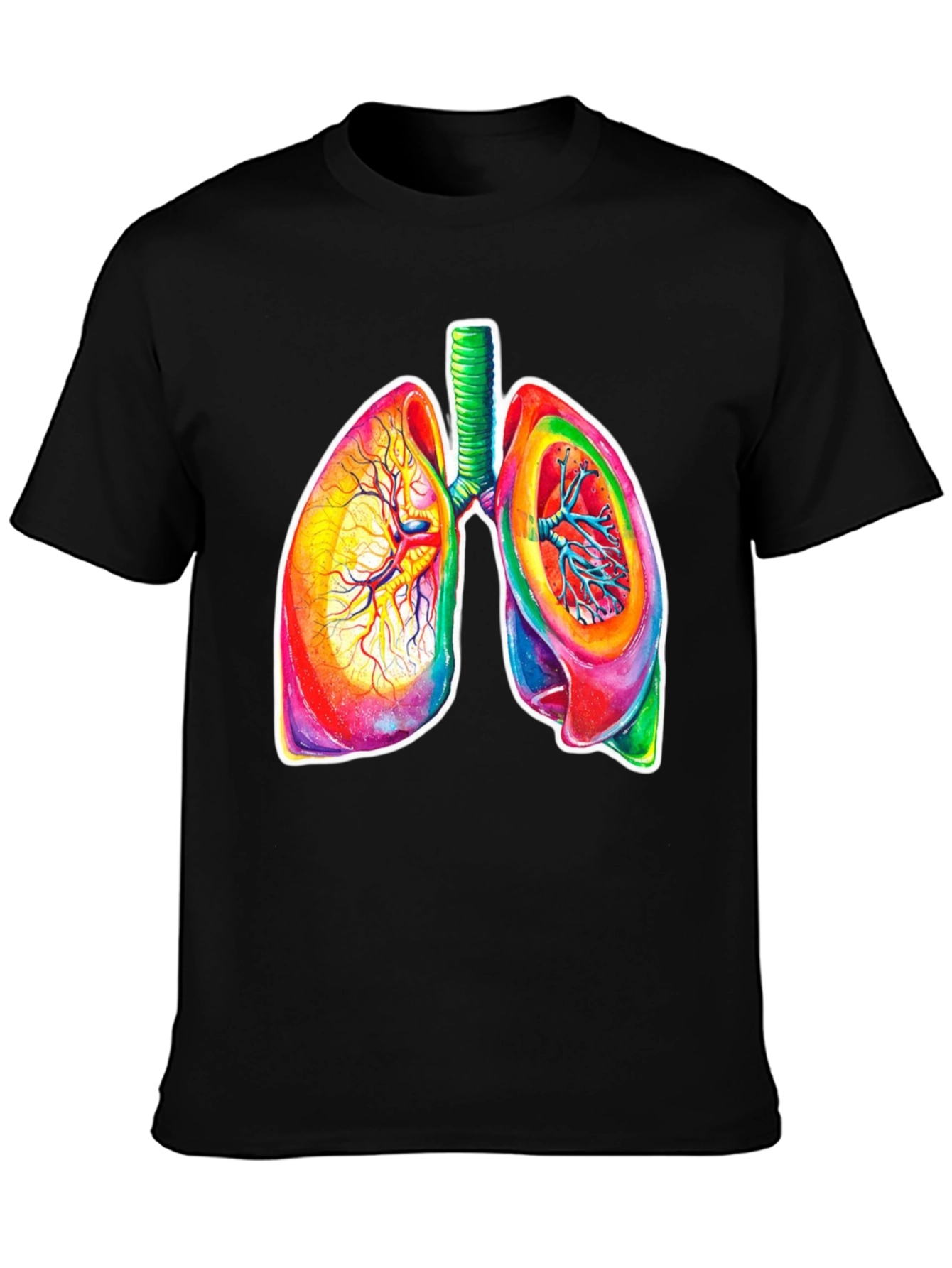 Colorful Lungs Graphic Tee - Anatomical Art
