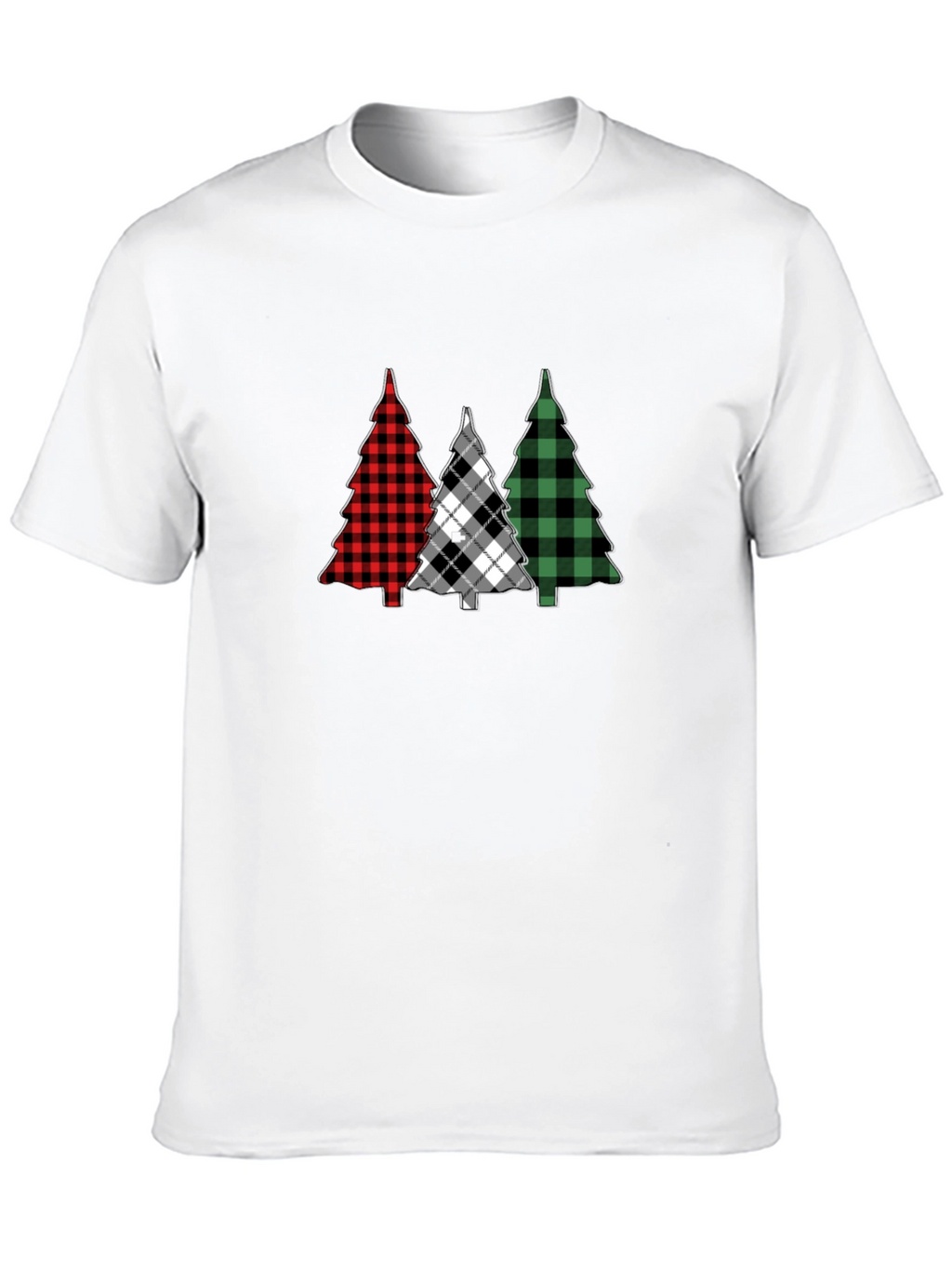 Plaid Christmas Tree Graphic Tee - Holiday Style